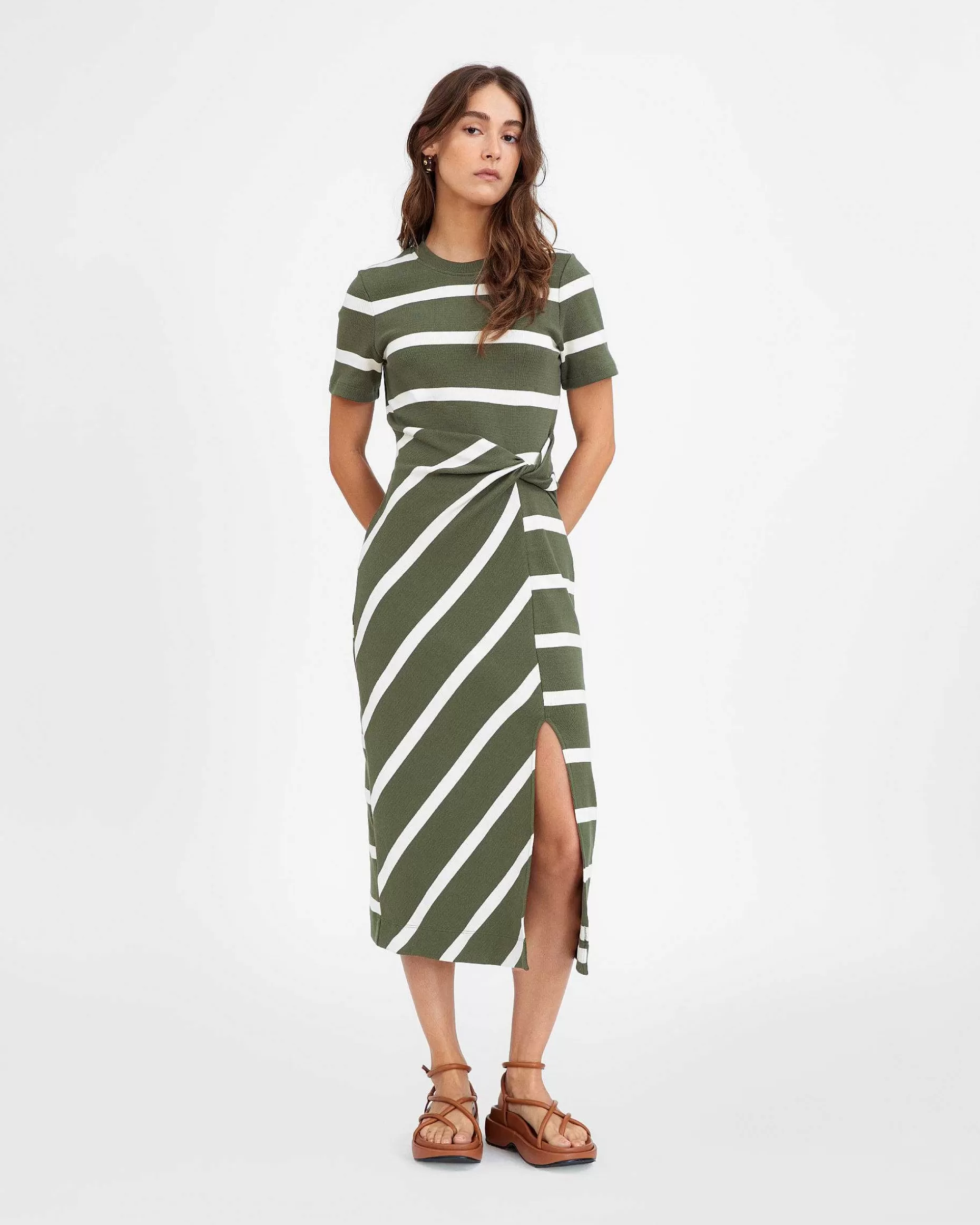 Tanya Taylor Short Sleeve Striped Cody Dress Clearance